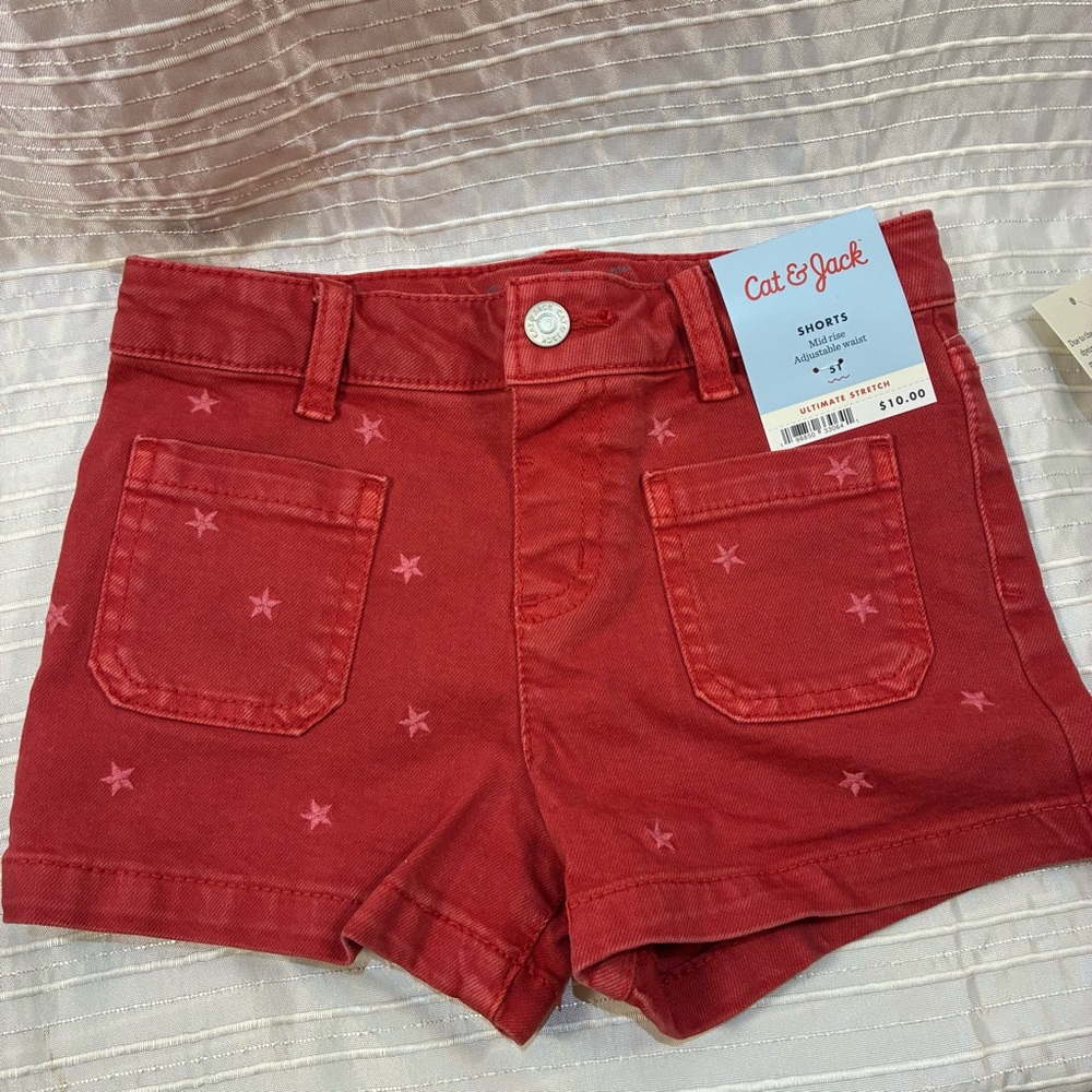 Cat & Jack Women's Red Star Jean Shorts